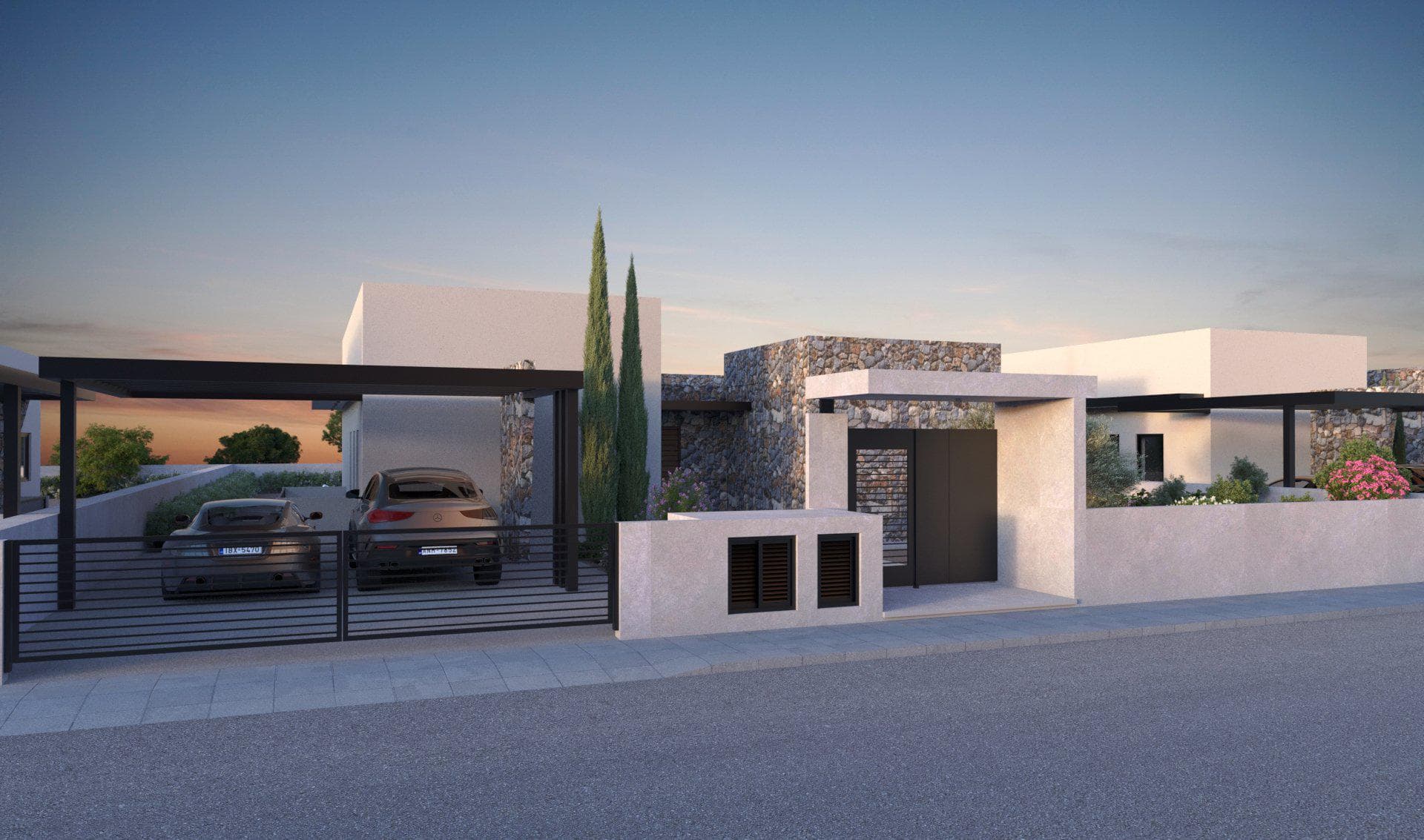 New complex of villas close to a highway