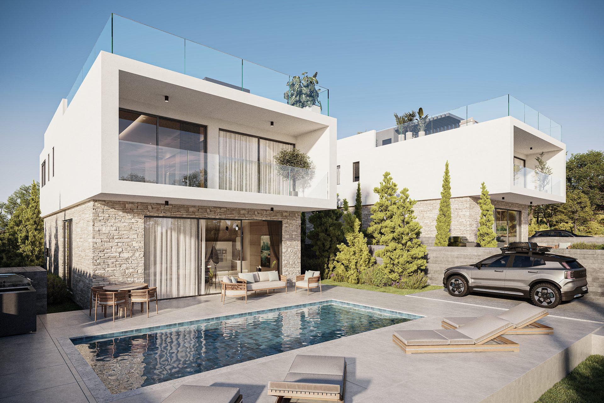 Luxury villas with pools and panoramic sea views in Tala, Paphos