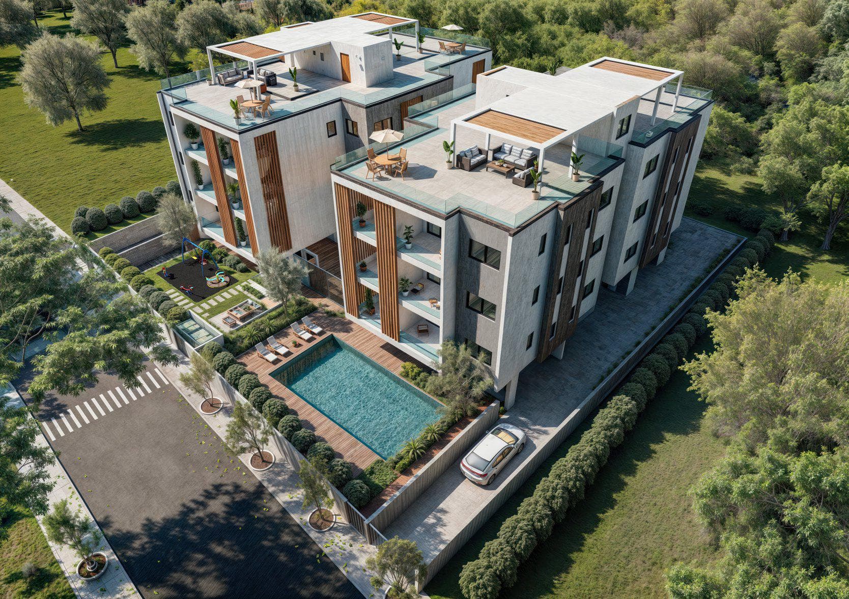 New gated residence with a swimming pool near the beach and the old town of Paphos, Geroskipou