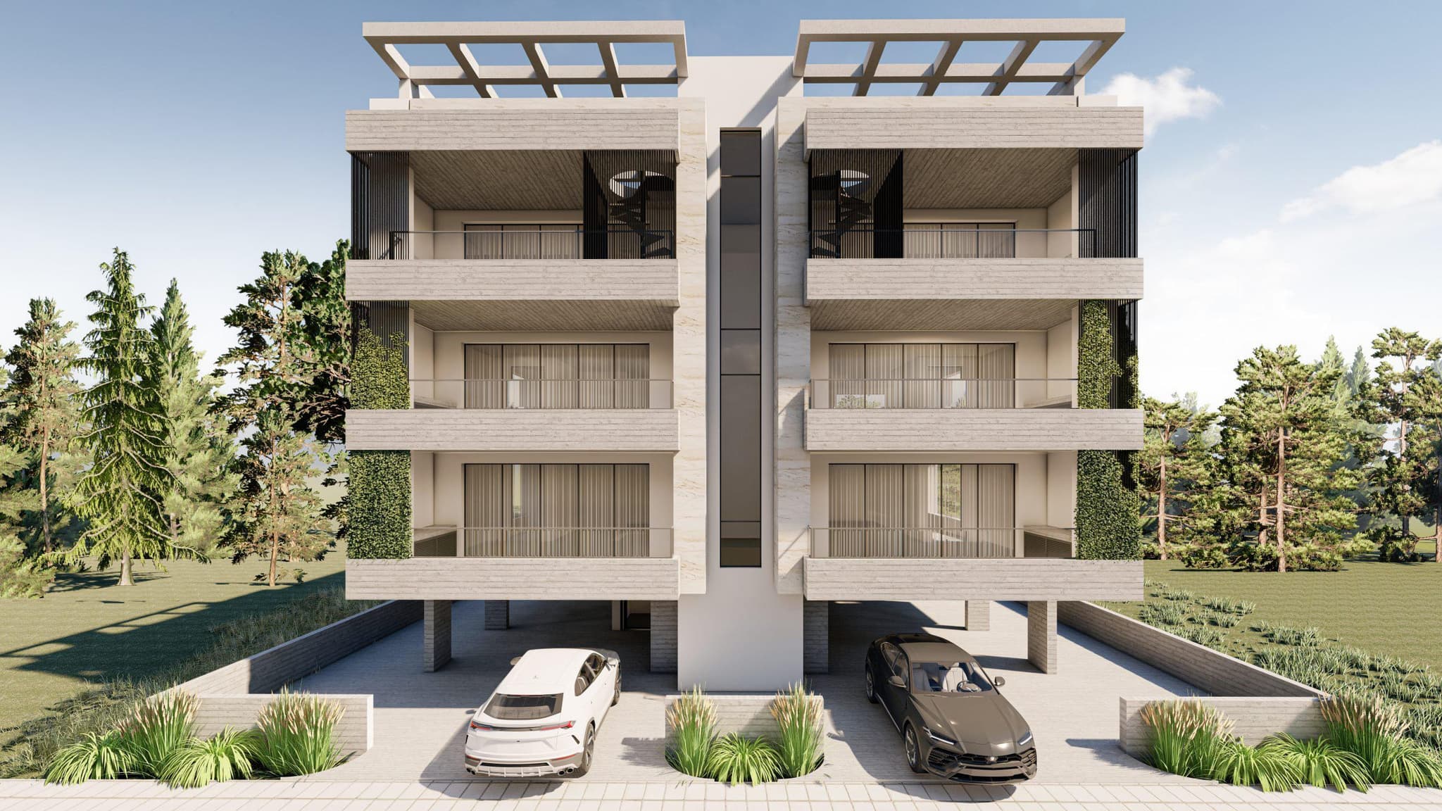 New residence with a swimming pool and a roof-top garden, 5 minutes from the sea