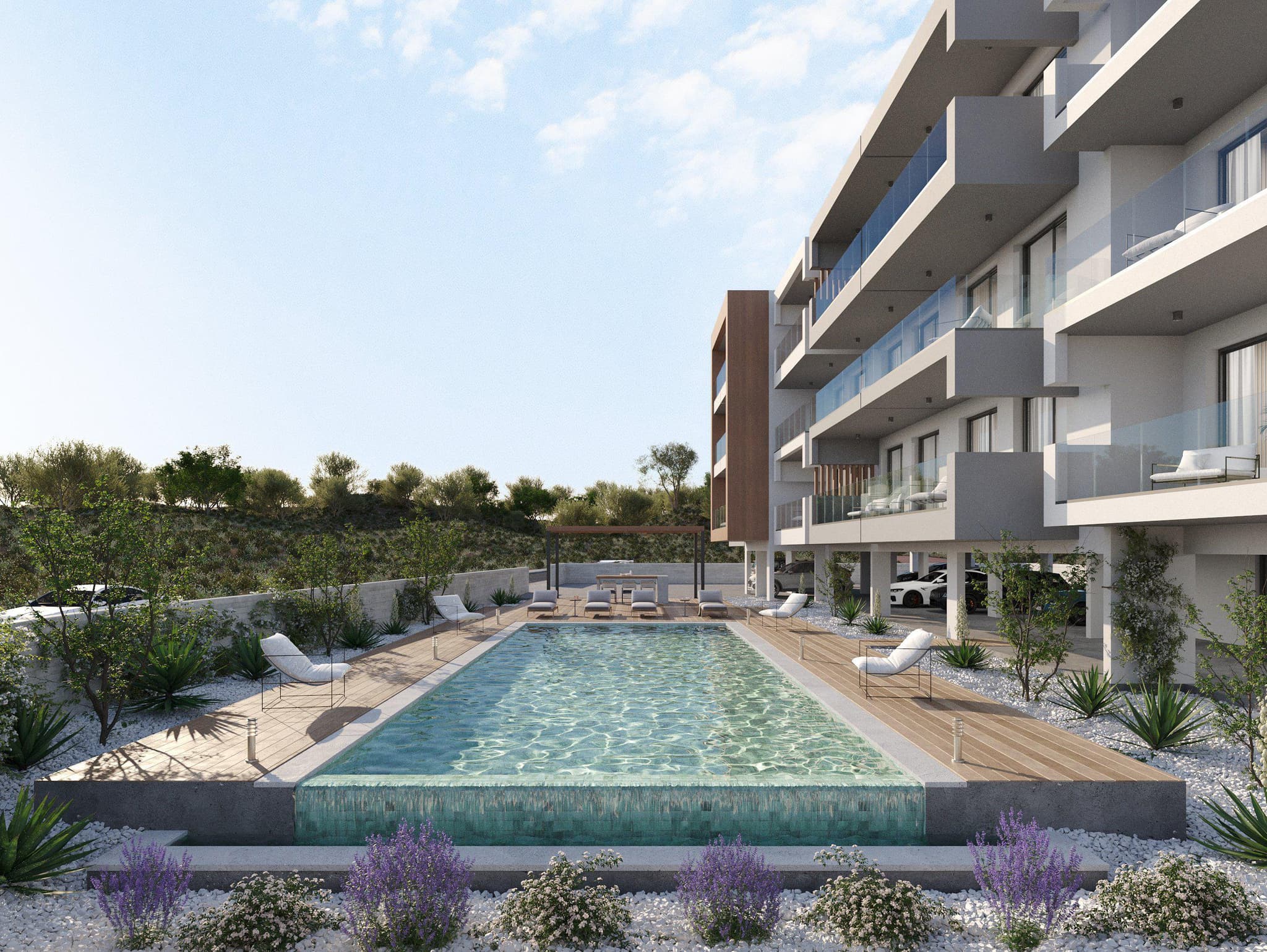 New low-rise residence with a swimming pool in a prestigious area, close to the sea and the center of Paphos