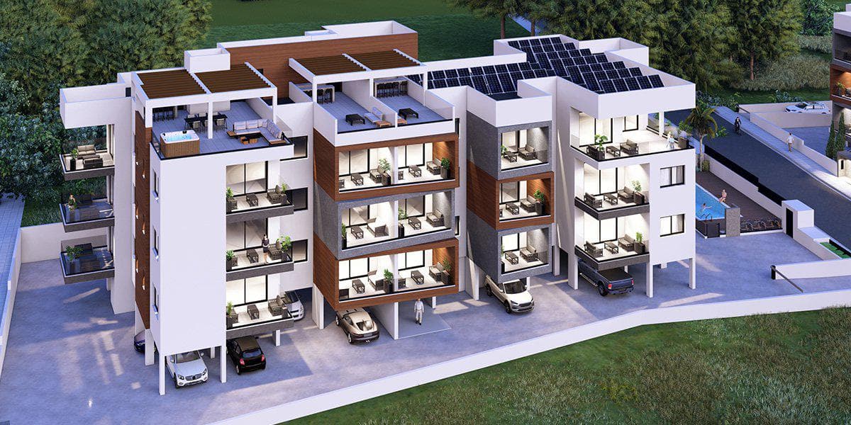 New residence with a swimming pool and a gym