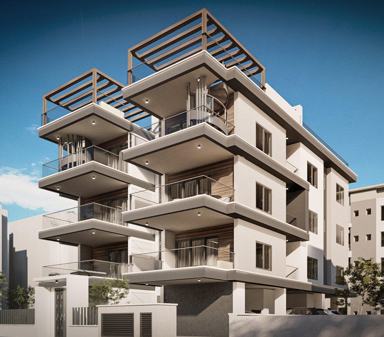 New residence with swimming pools close to the highway