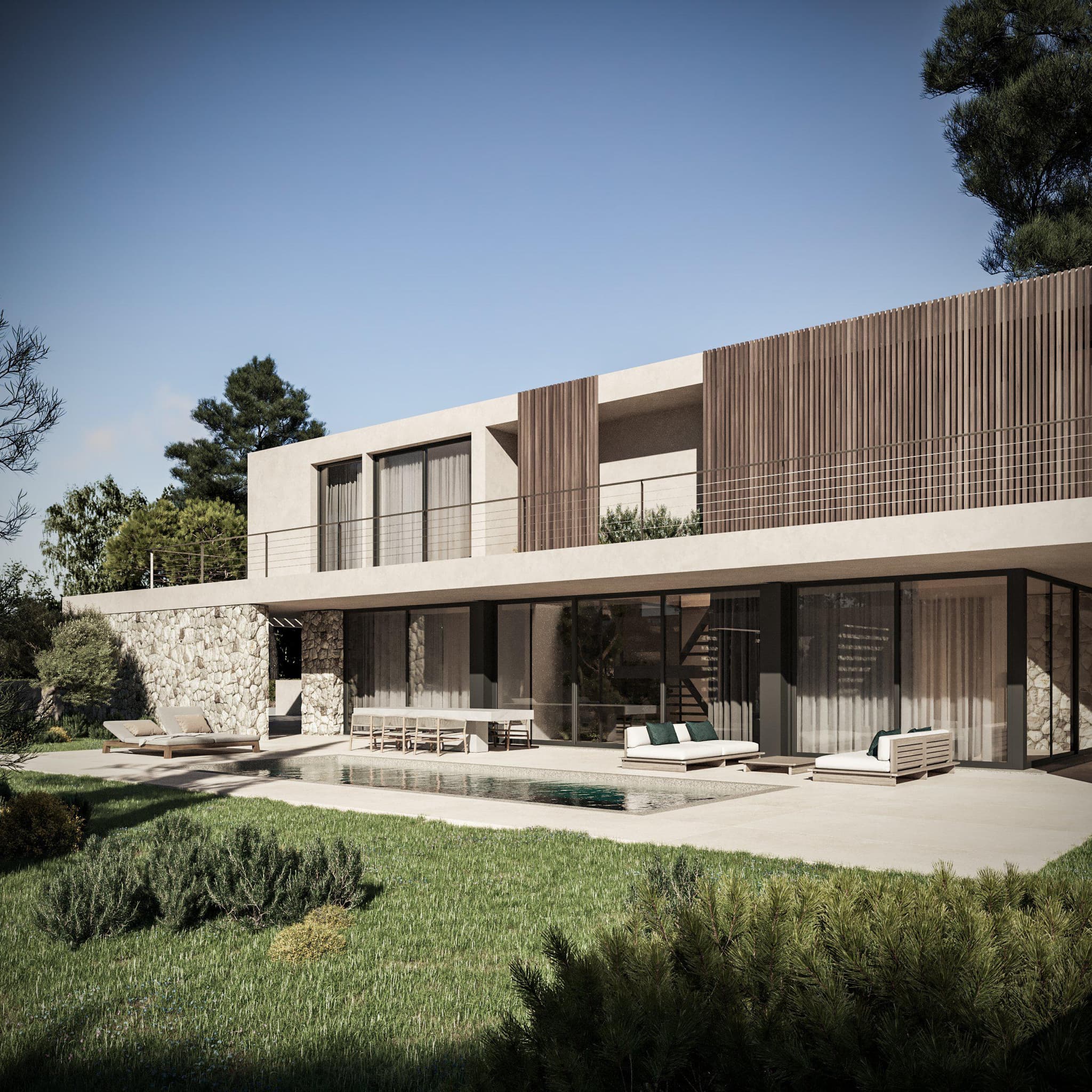 New complex of luxury villas with swimming pools and gardens