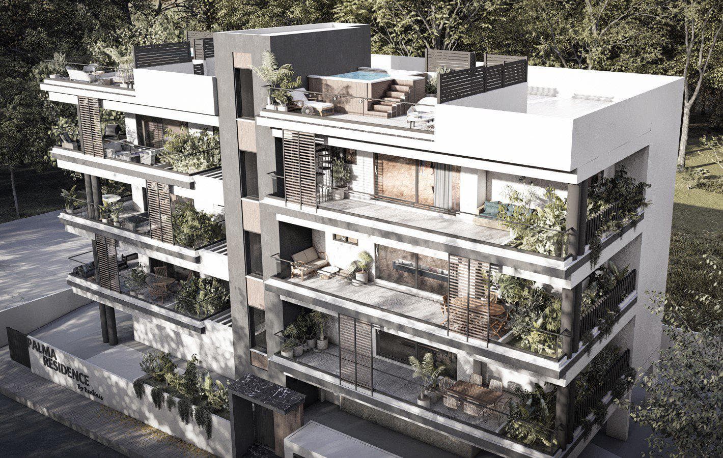 Modern cozy residential complex with a parking in Limassol