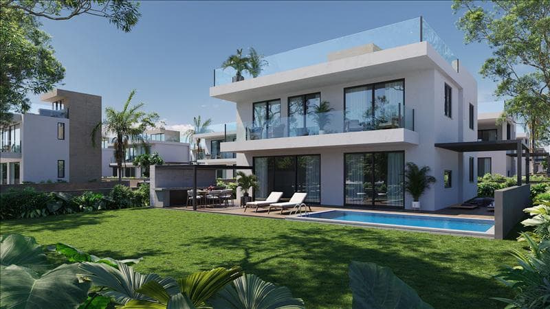 Exclusive gated complex of villas with swimming pools, 700 meters from the beach, Geroskipou