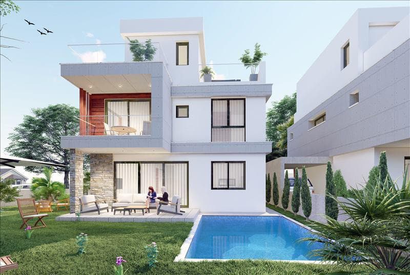 Complex of villas with gardens and terraces near the beach, Agios Tychonas