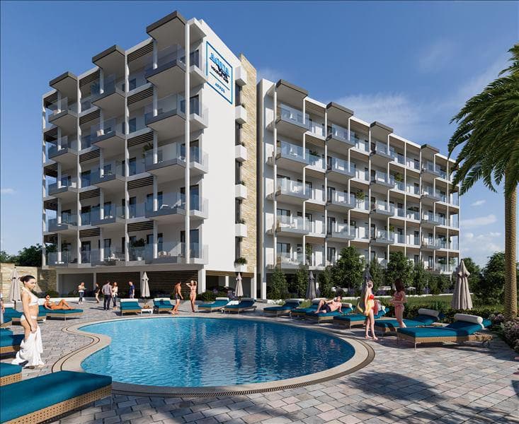 New gated residence with swimming pools and a spa area at 200 meters from the beach