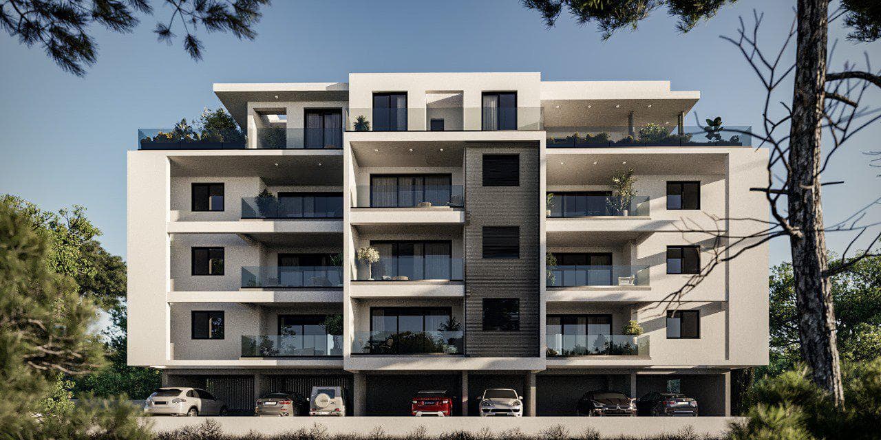 New residential complex with a parking