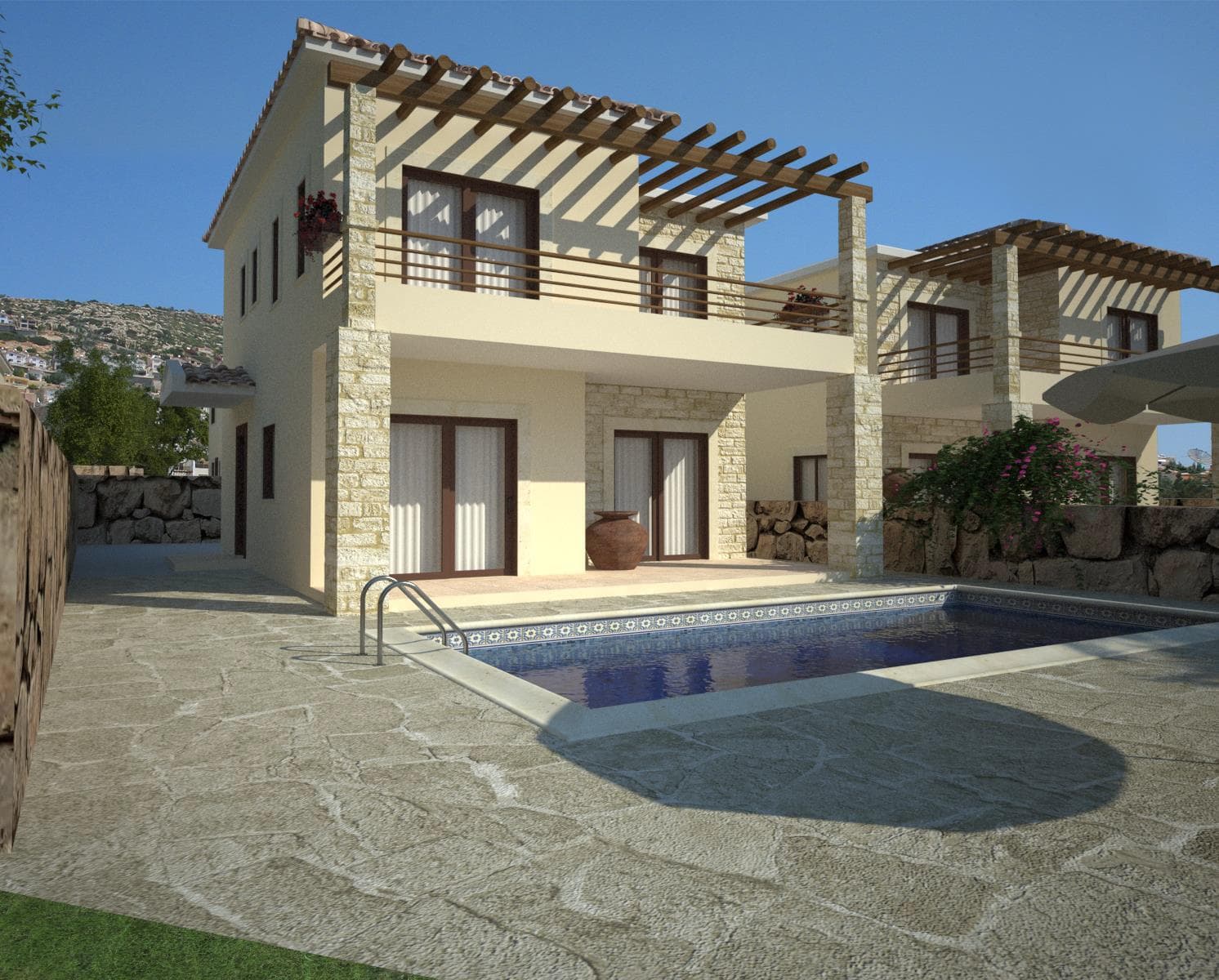 Complex of villas with swimming pools close to the beach, Payia, Paphos