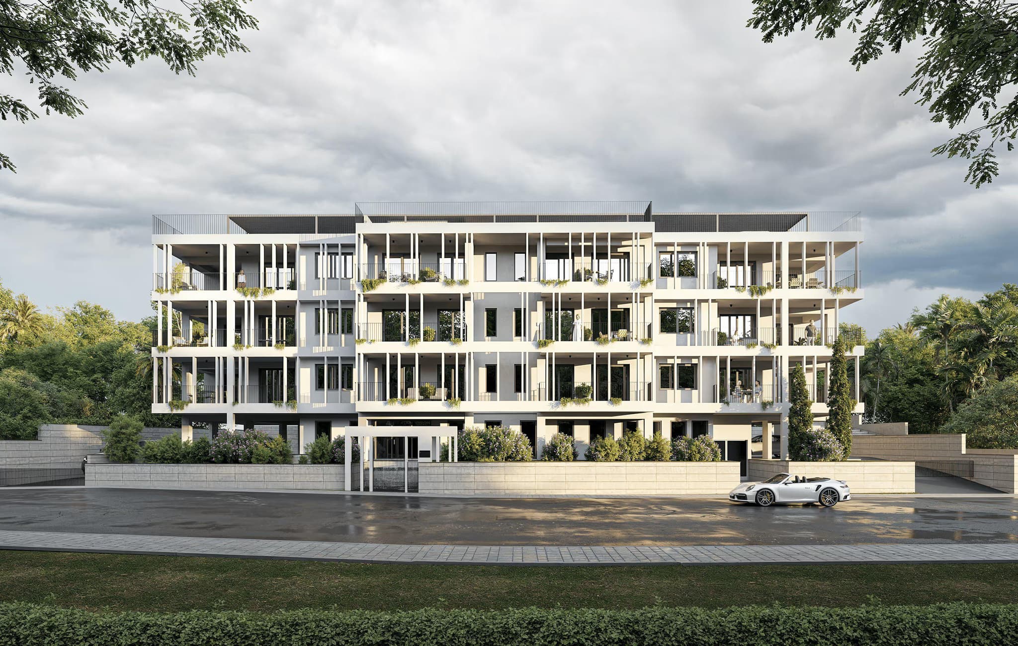New apartment complex with a gym and barbecue area in Panthea, Limassol