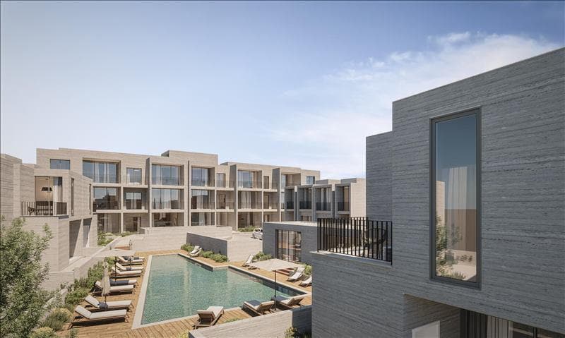 New gated residential complex with a swimming pool and gardens