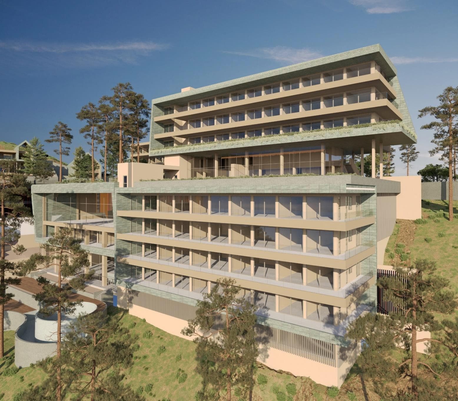 Apartments in a new residence with swimming pools, restaurant and 24-hour service, Platres