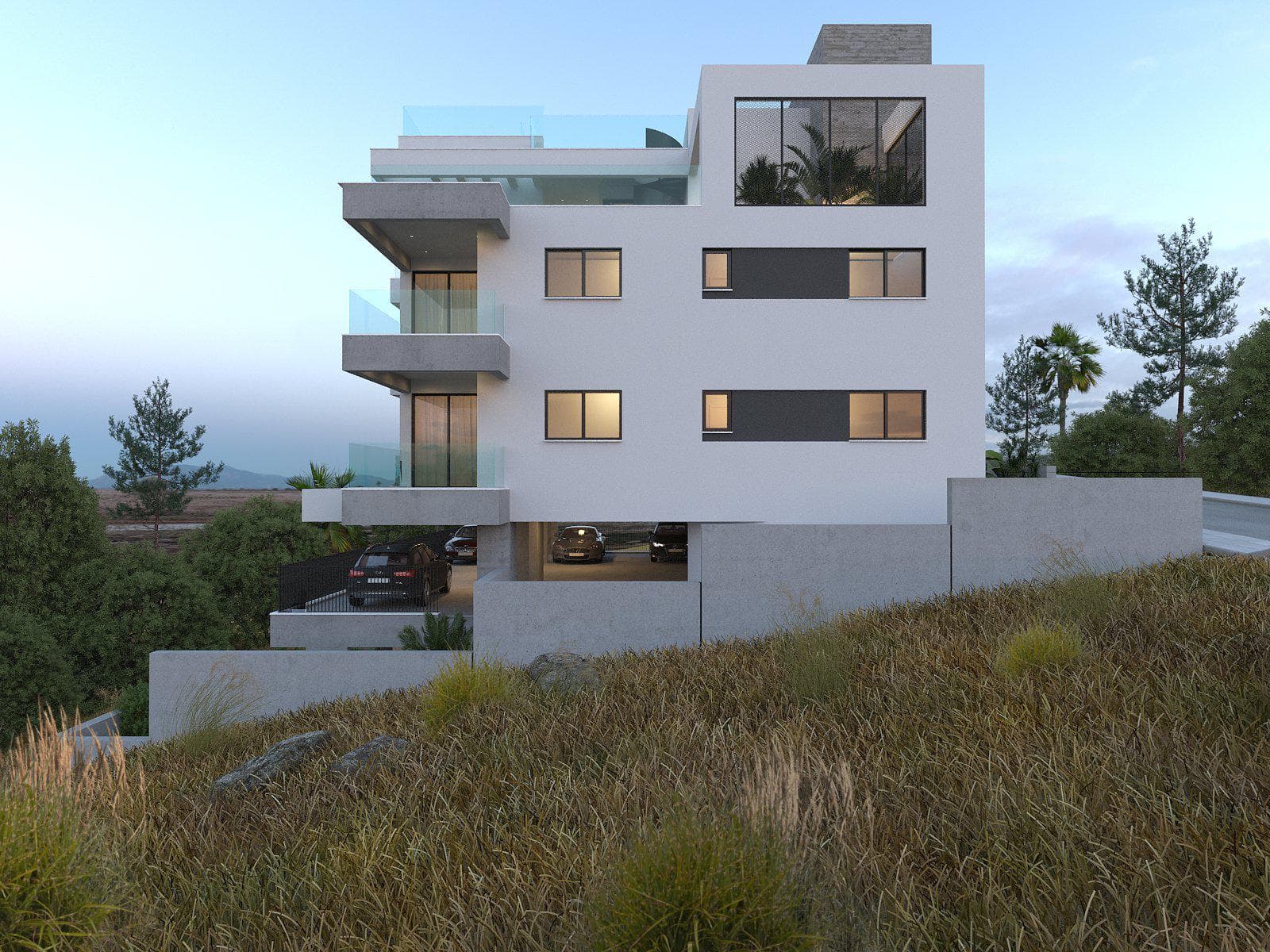 New residence with a covered parking close to highways, Agia Fila