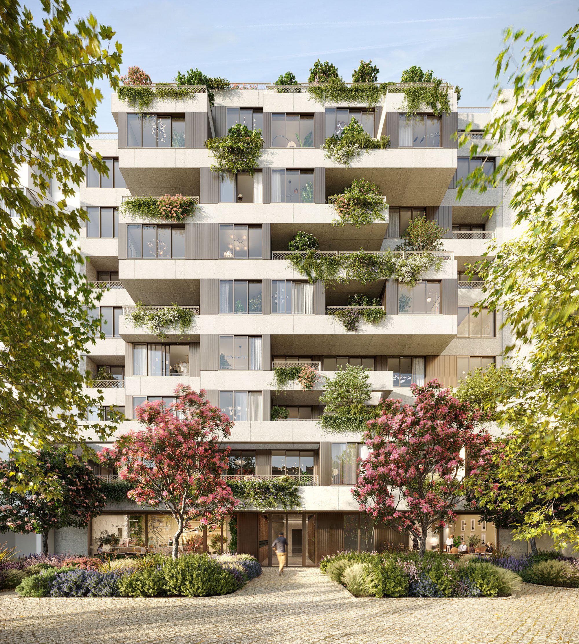 Modern residential complex with a garden and a parking in the center of Lisbon