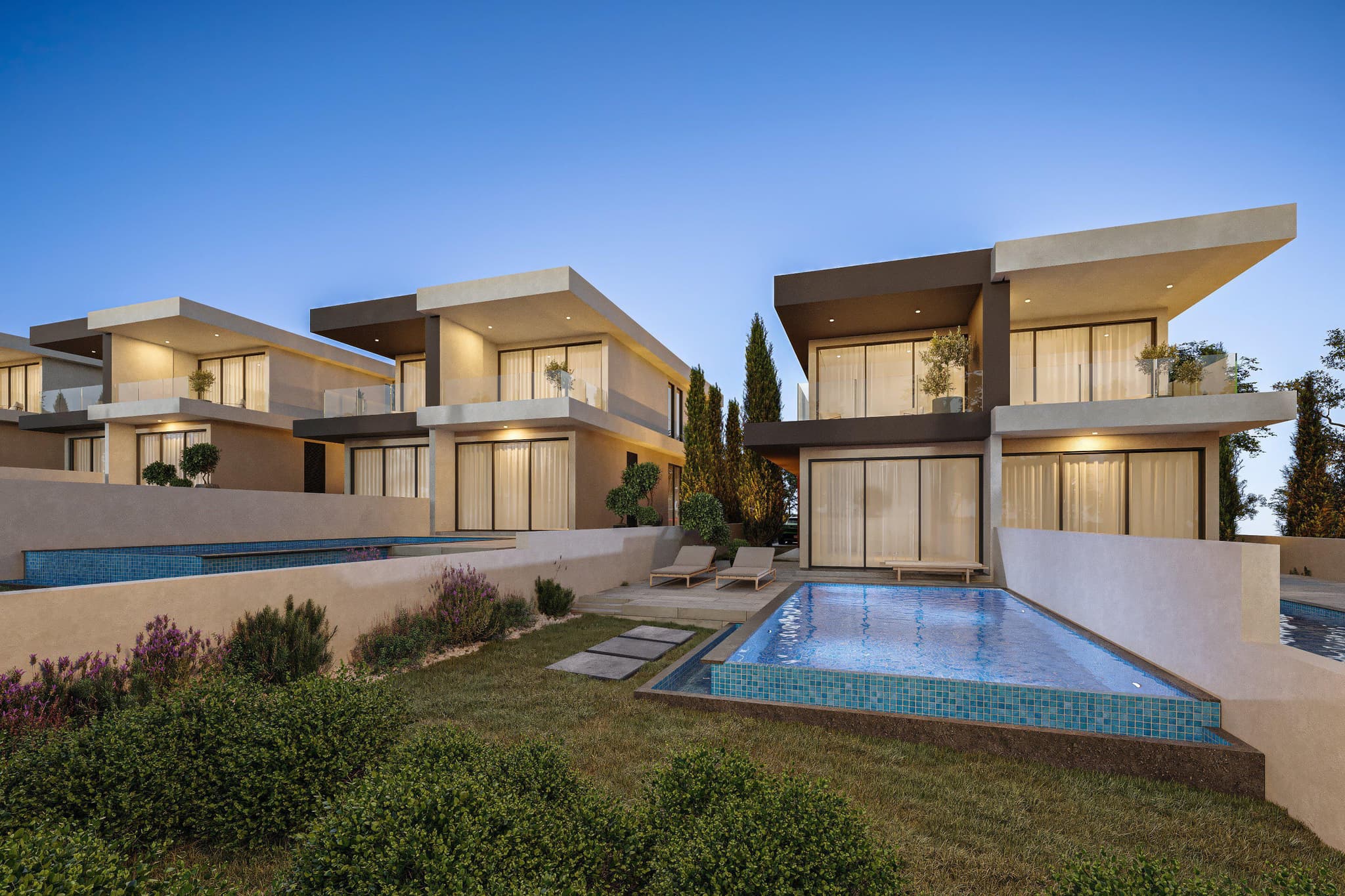 New complex of villas at 300 meters from the beach