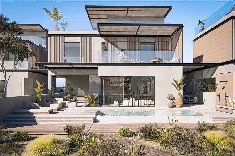 Villas with swimming pools in a new residential complex with a direct access to the beach