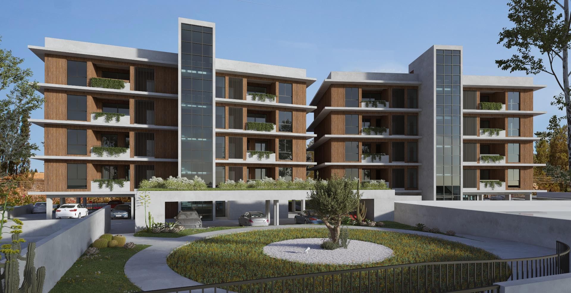 Modern residence with a parking in a green area
