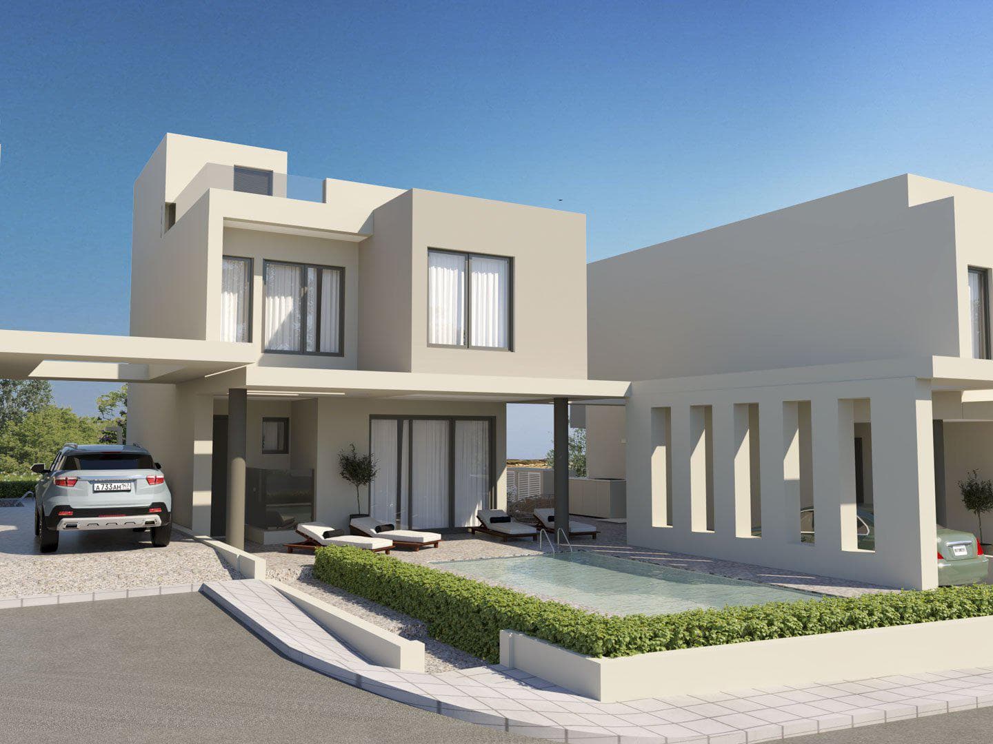 Modern villas in a gated residence, 300 meters from the beach