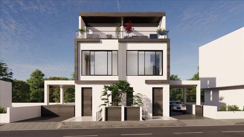 New complex of two townhouses with gardens close to the sea
