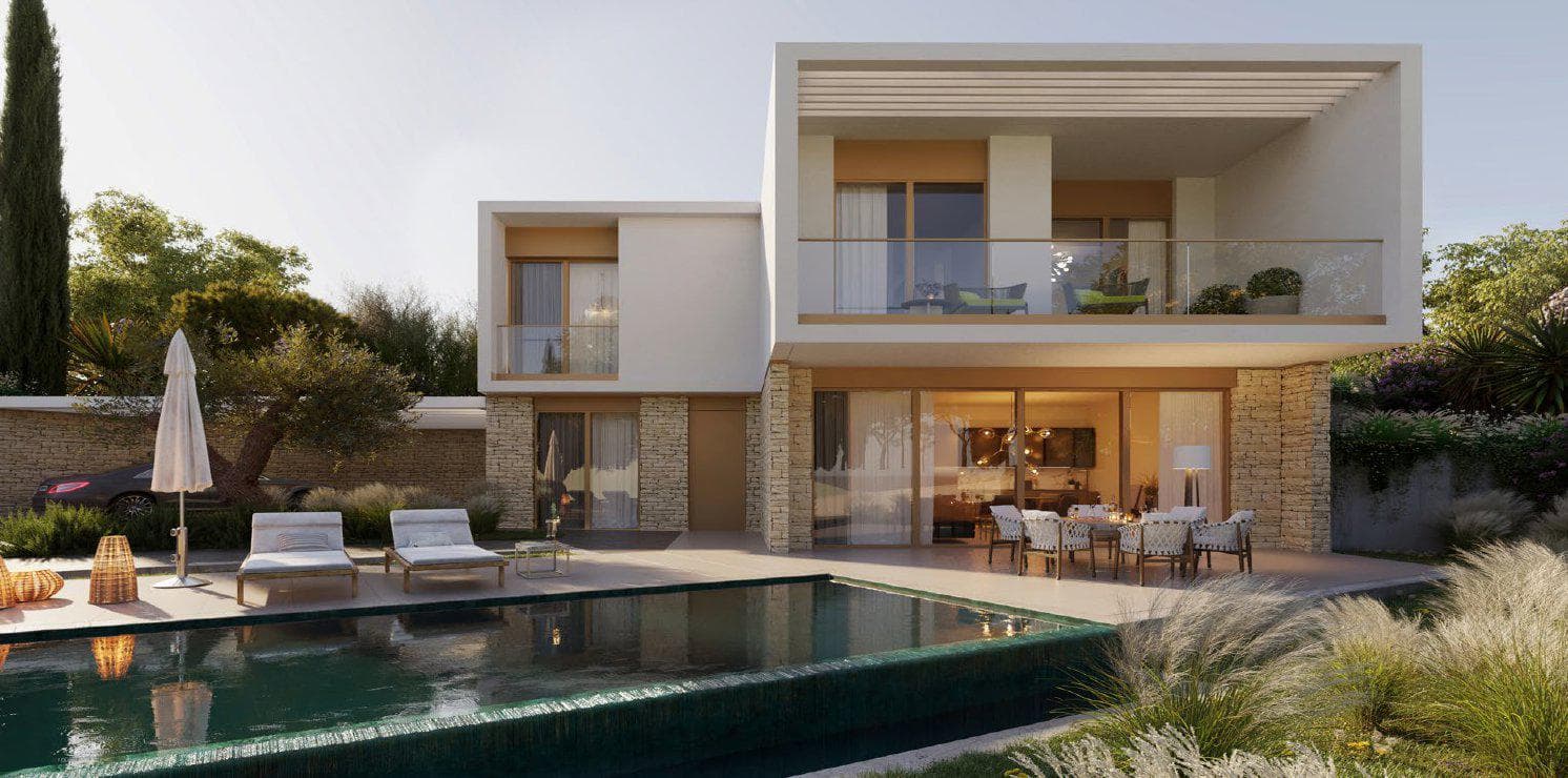 New gated residential complex with a swimming pool and a spa area