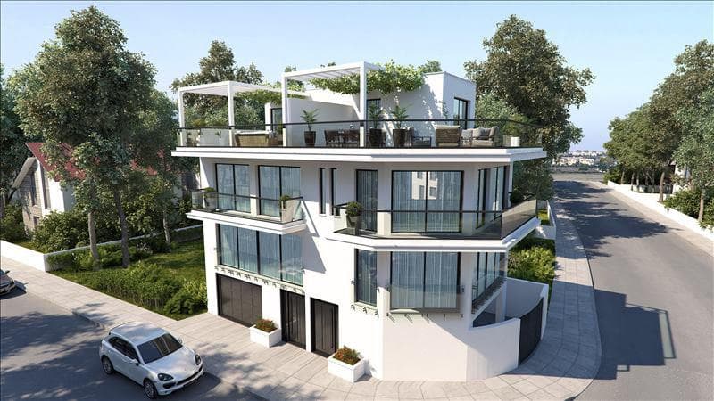 Complex of townhouses with roof-top terraces at 50 meters from the beach, Larnaca