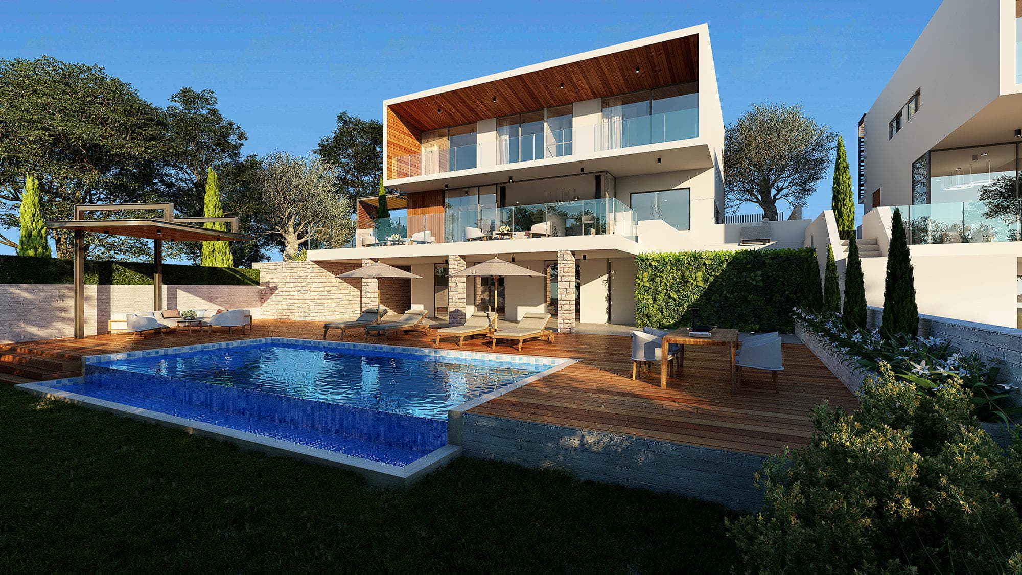 Complex of luxury villas near the beach and the city center