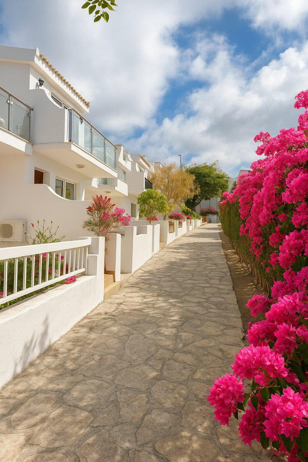 Complex of townhouses with a garden and a swimming pool at 300 meters from the sea