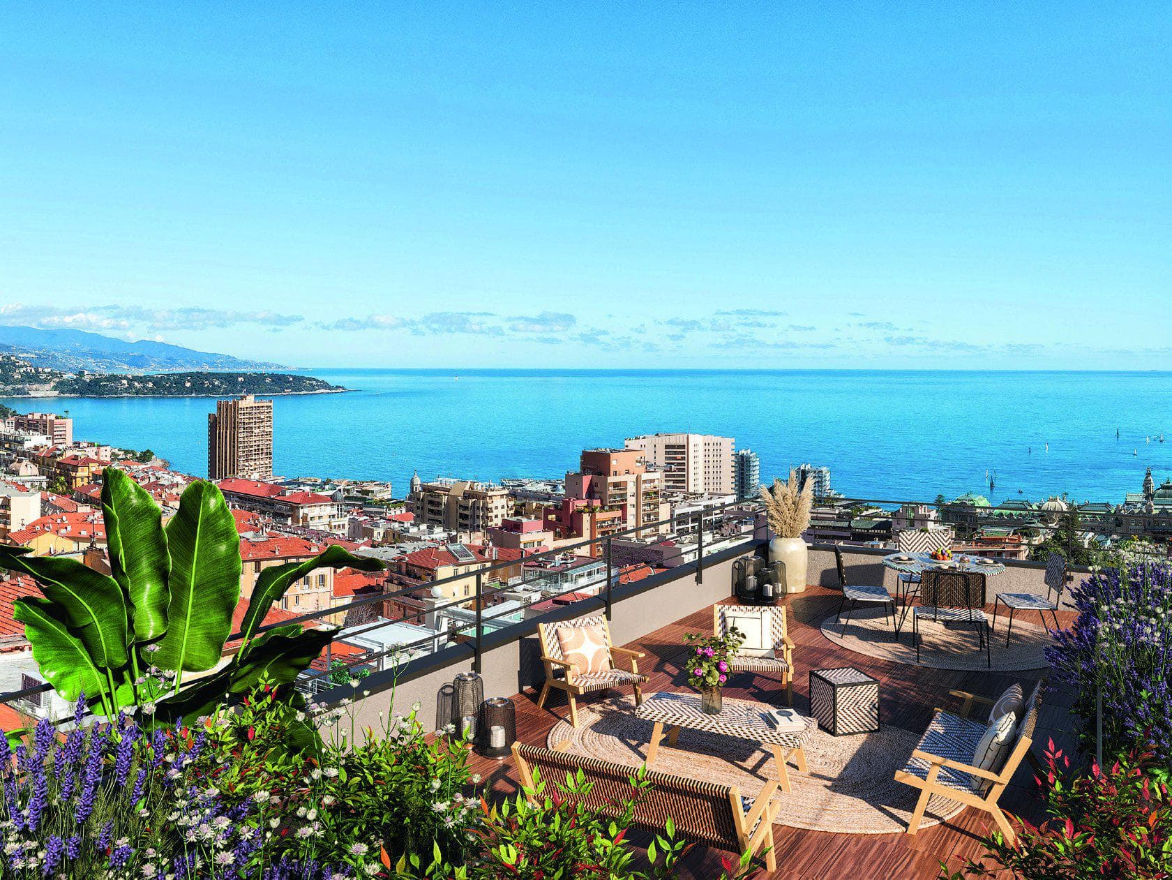 New residential complex with a garden, a parking and panoramic views in Beausoleil, Cote d'Azur