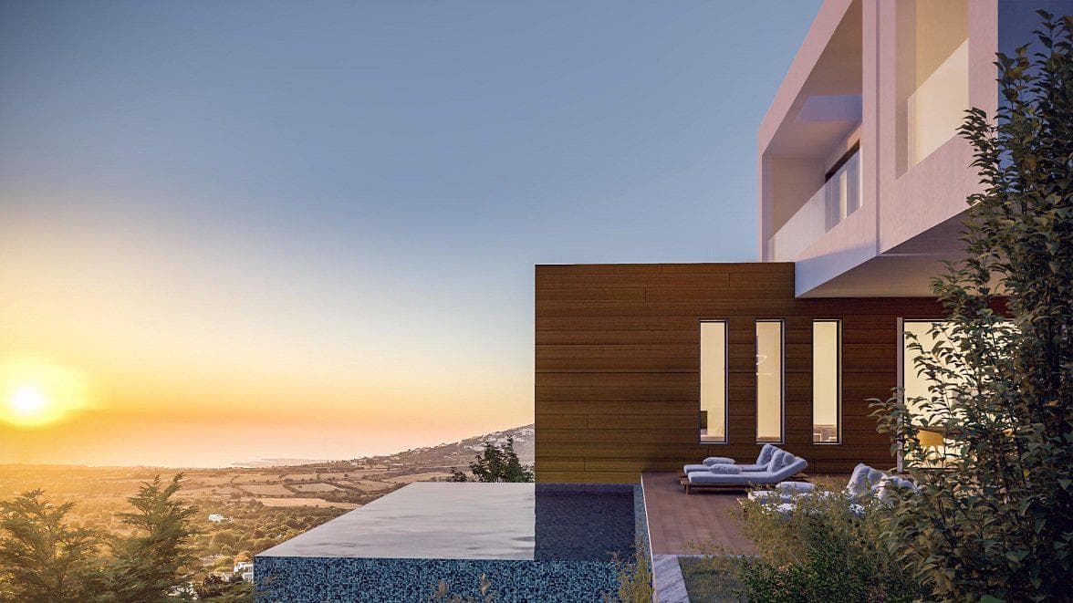 Complex of villas with swimming pools and gardens