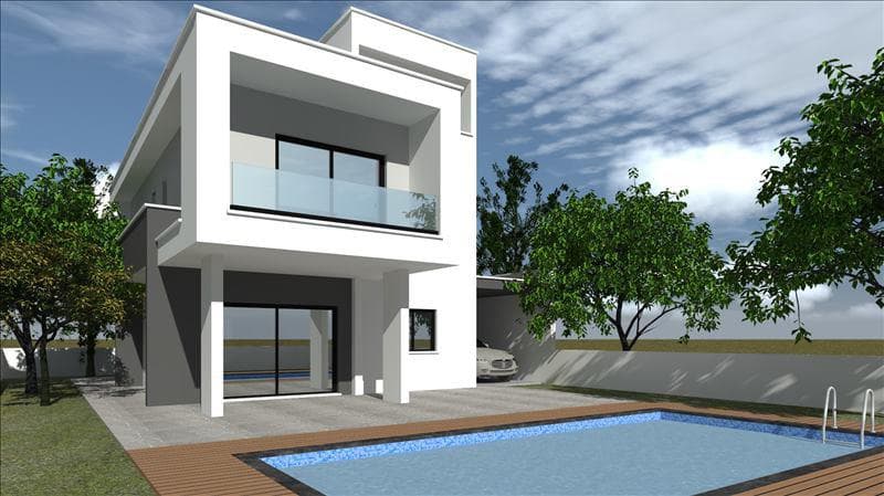New complex of villas with swimming pool and gardens close to a highway, Souni
