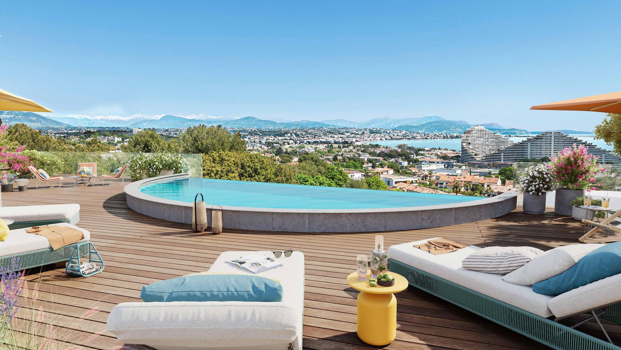 Luxury residential complex with a rooftop pool, a parking and panoramic views, Villeneuve-Loubet