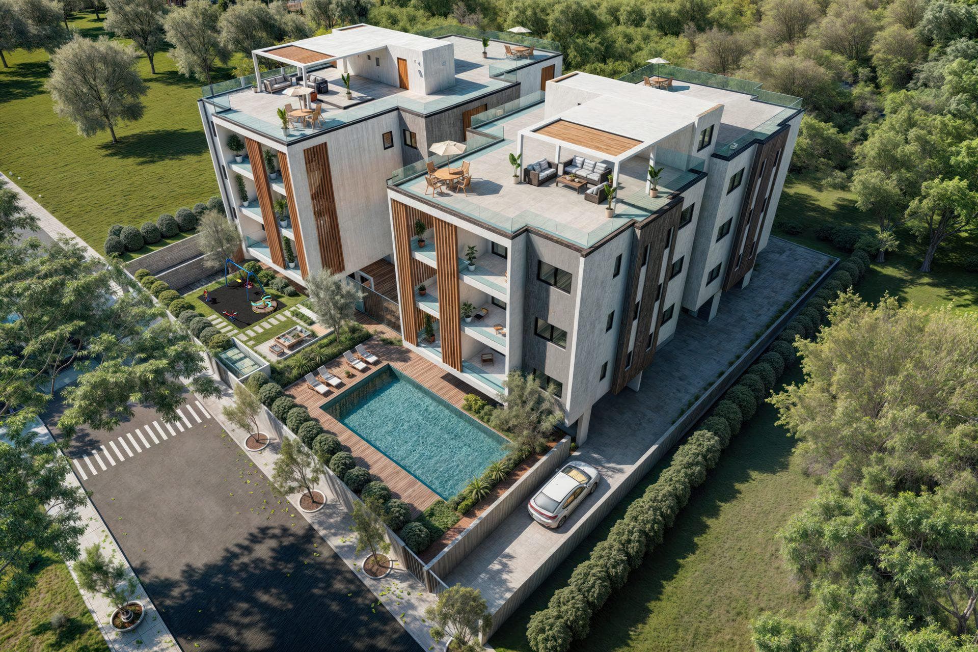 New apartments in a complex with a swimming pool and parking, Geroskipou, Paphos