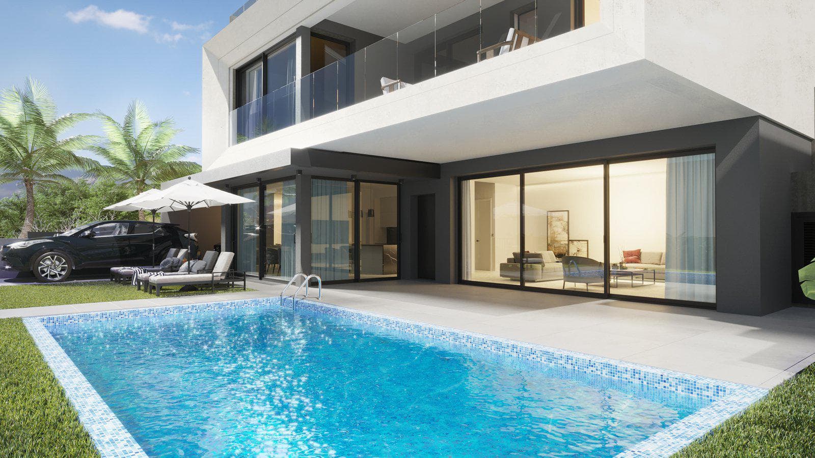 Complex of luxury villas with swimming pools and a panoramic sea view, Agios Athanasios