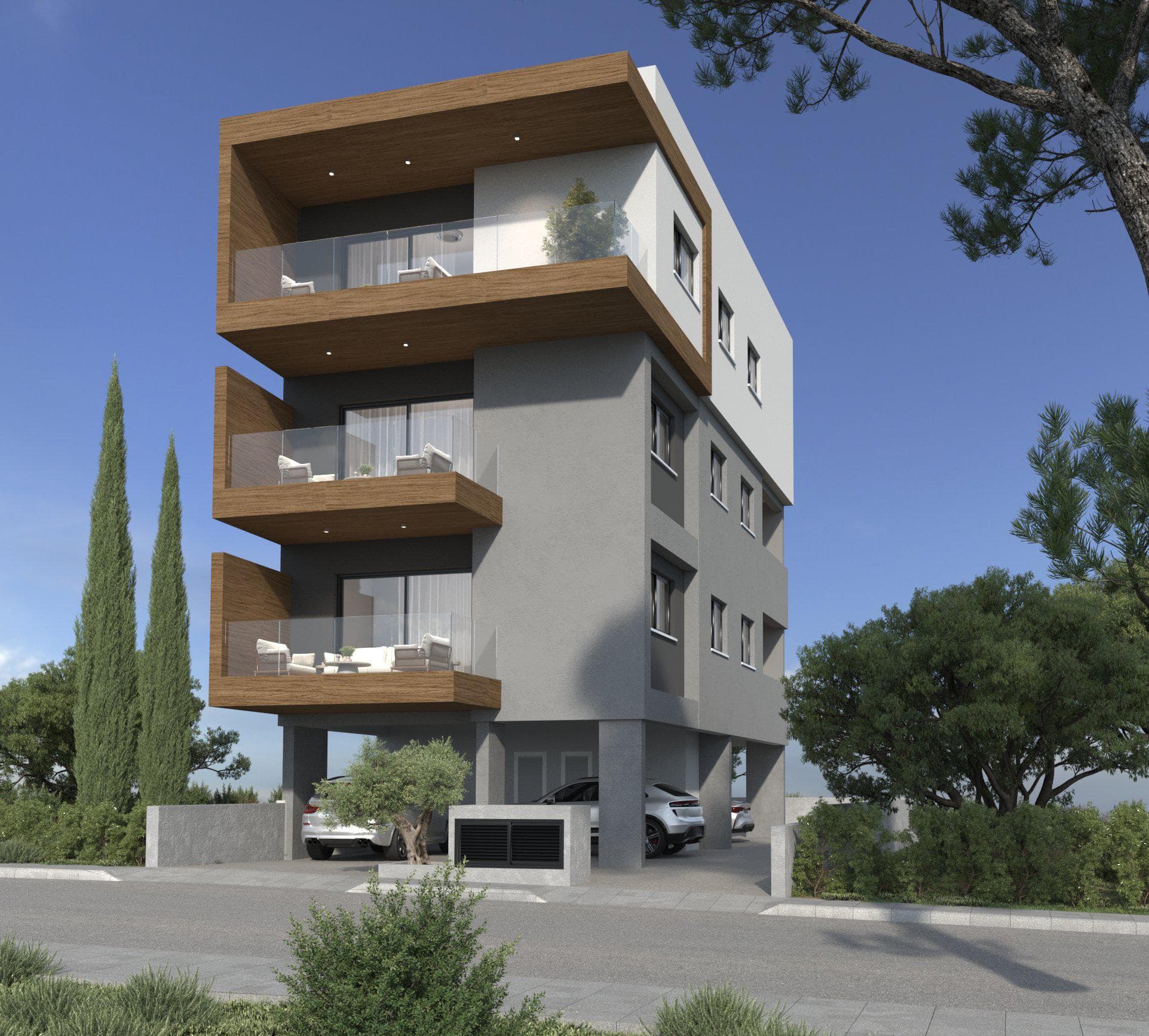 Cozy modern residential complex with a parking in Limassol