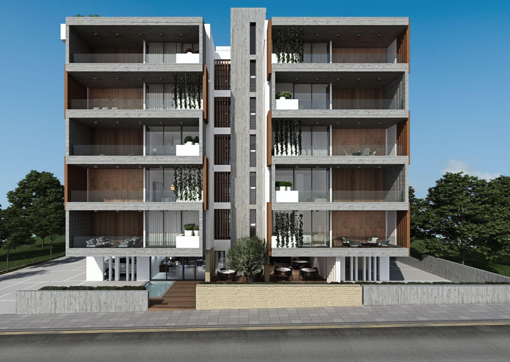 Modern residence with a swimming pool and a gym in the center of Paphos