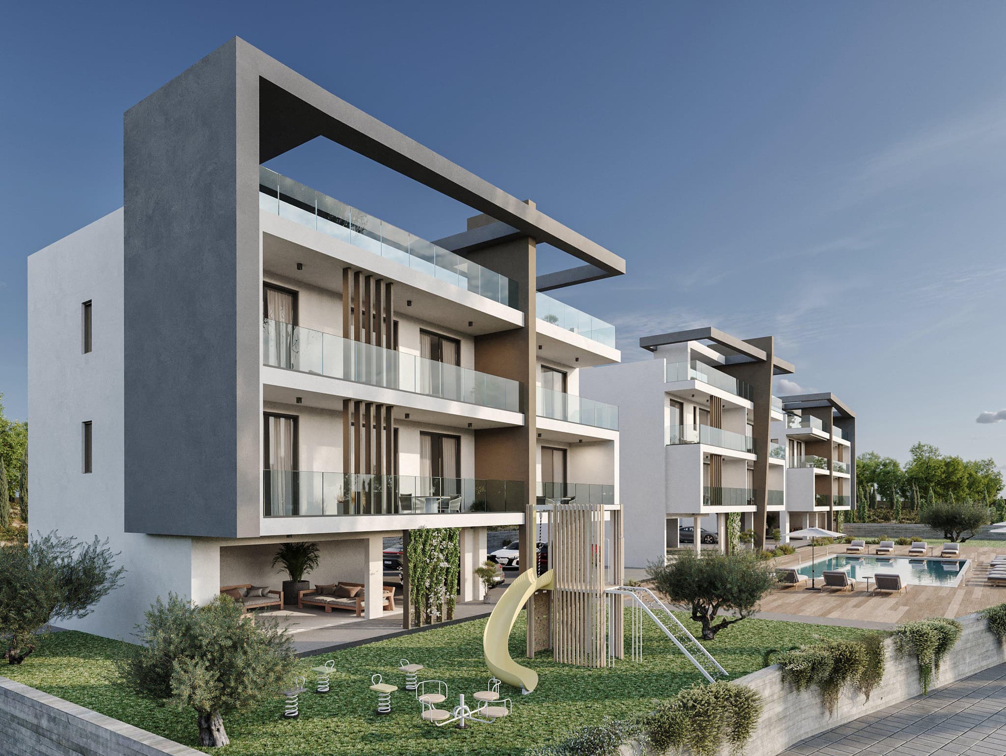 New gated residence with a swimming pool close to a beach and a golf course, Geroskipou