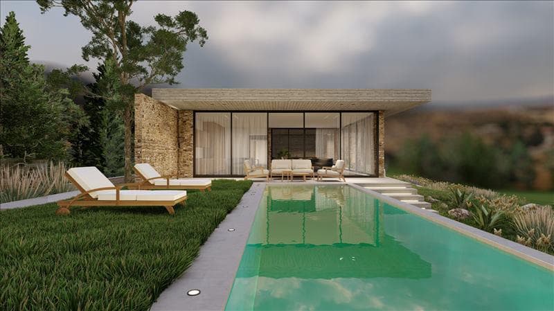 New villa with a swimming pool and a panoramic view