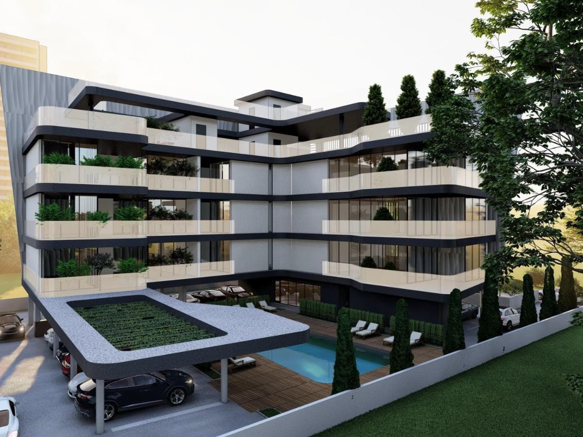 Modern gated residence with a swimming pool at 650 meters from the beach, Germasoyia
