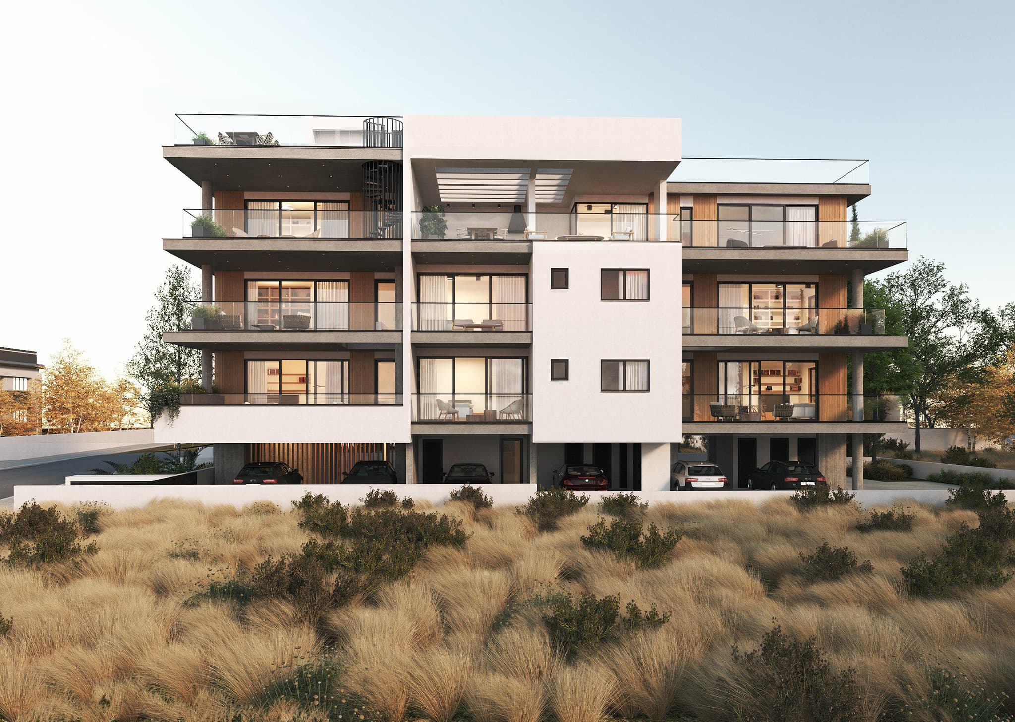 New residence with a covered parking close to the highway and the center of Limassol