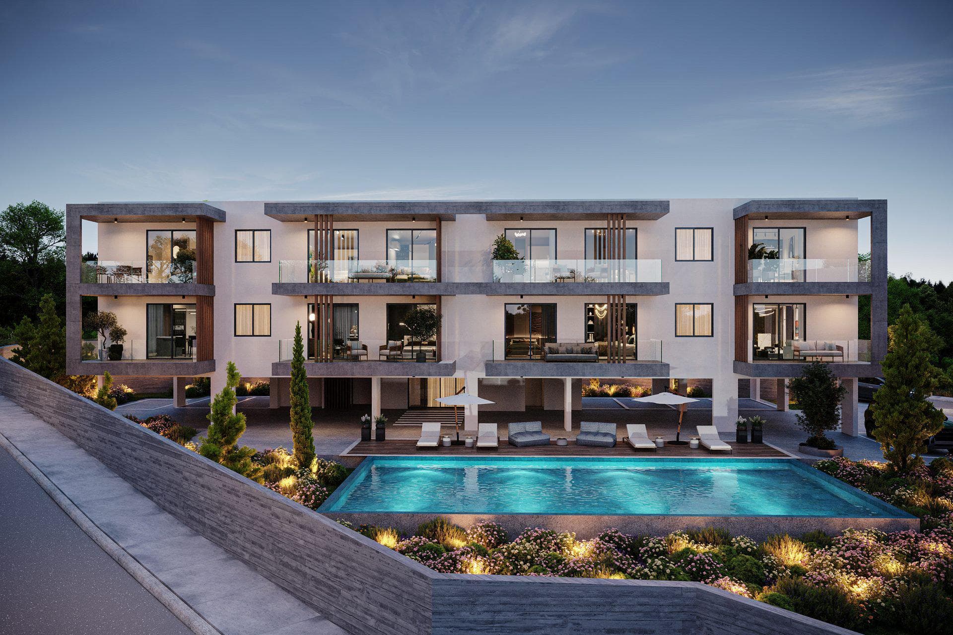 New apartments with a shared pool in Chloraka, Paphos