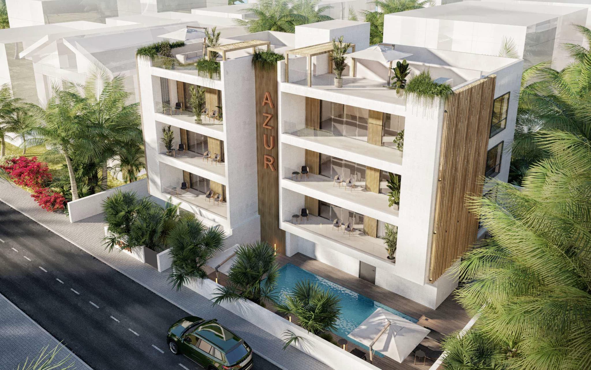 New project with a swimming pool, 5 minutes from the beaches, paphos