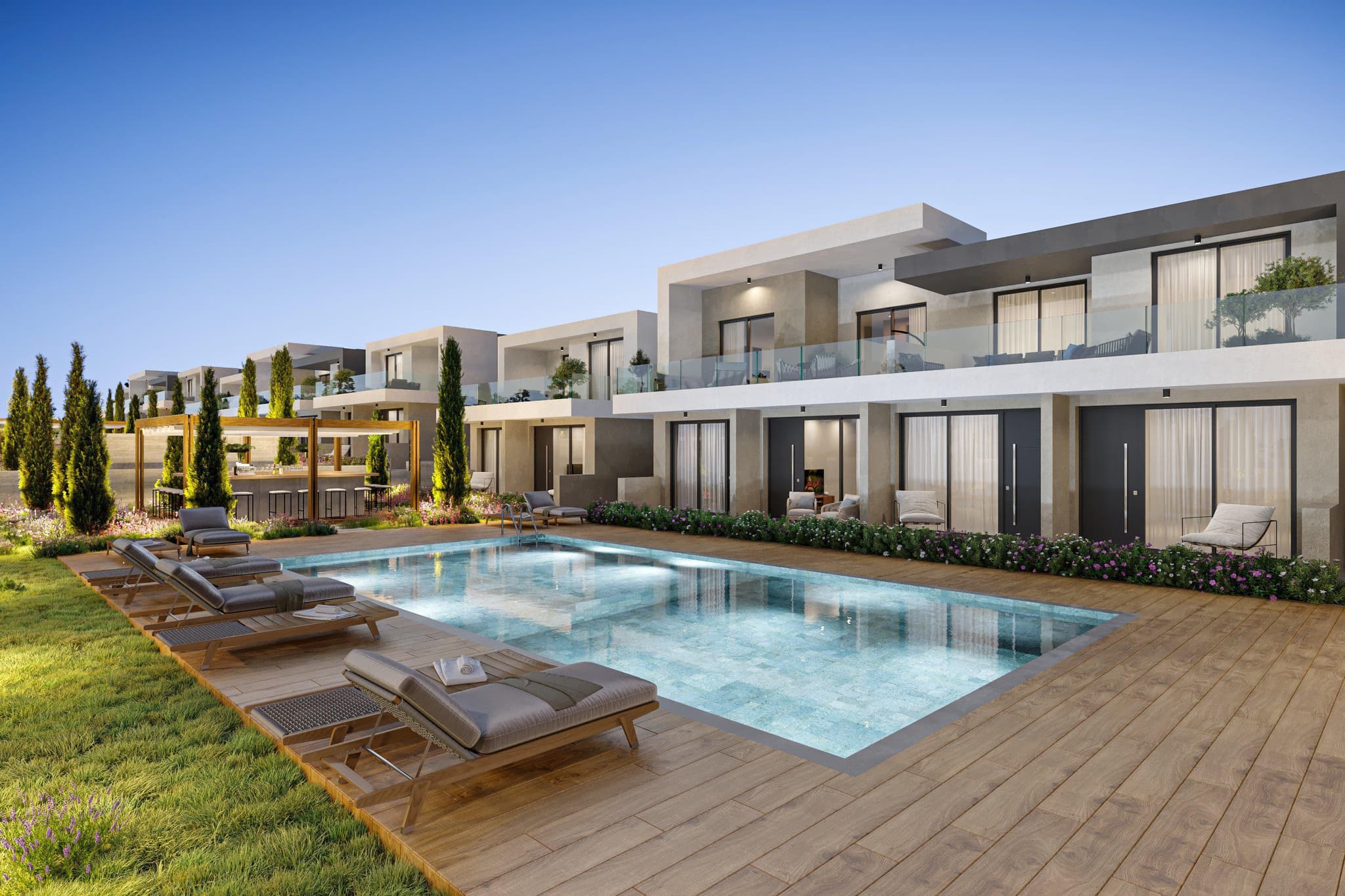 Apartments in a new residence with swimming pools 200 meters from the beach, Kisonerga