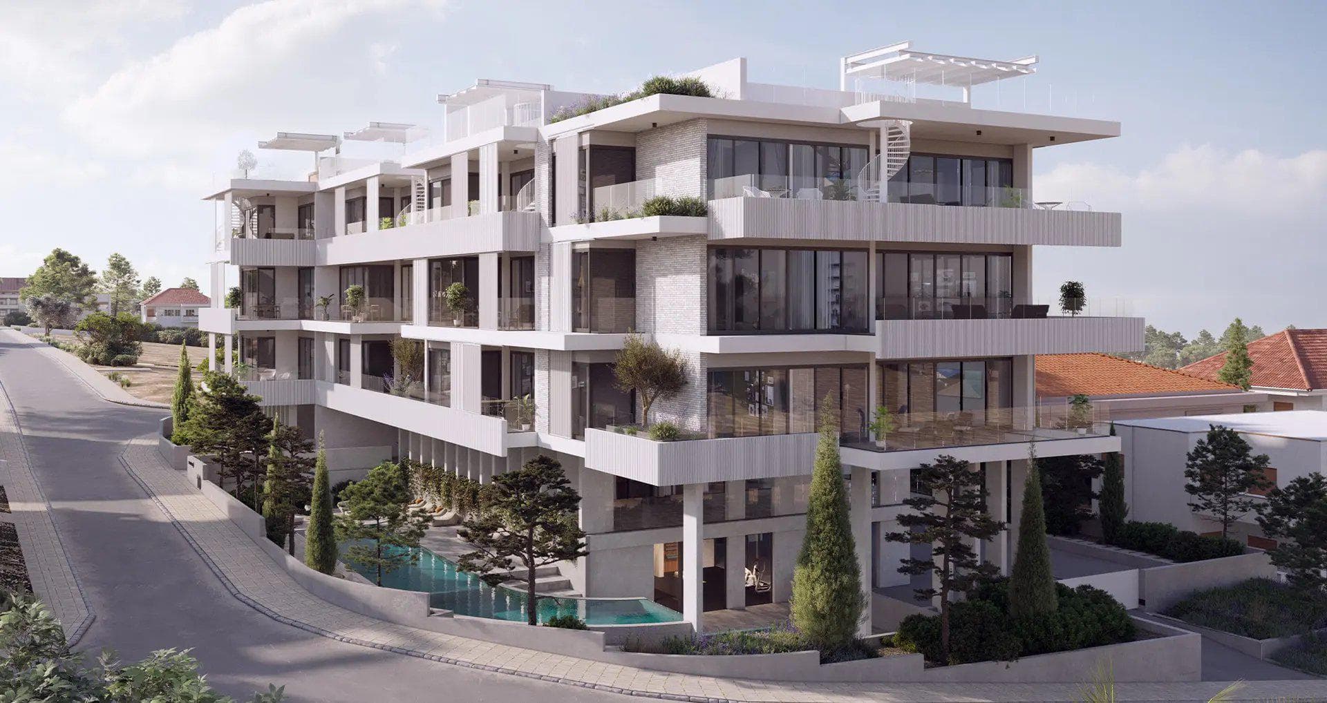 Low-rise apartment complex with swimming pool and gym, with sea and city views, Panthea, Limassol