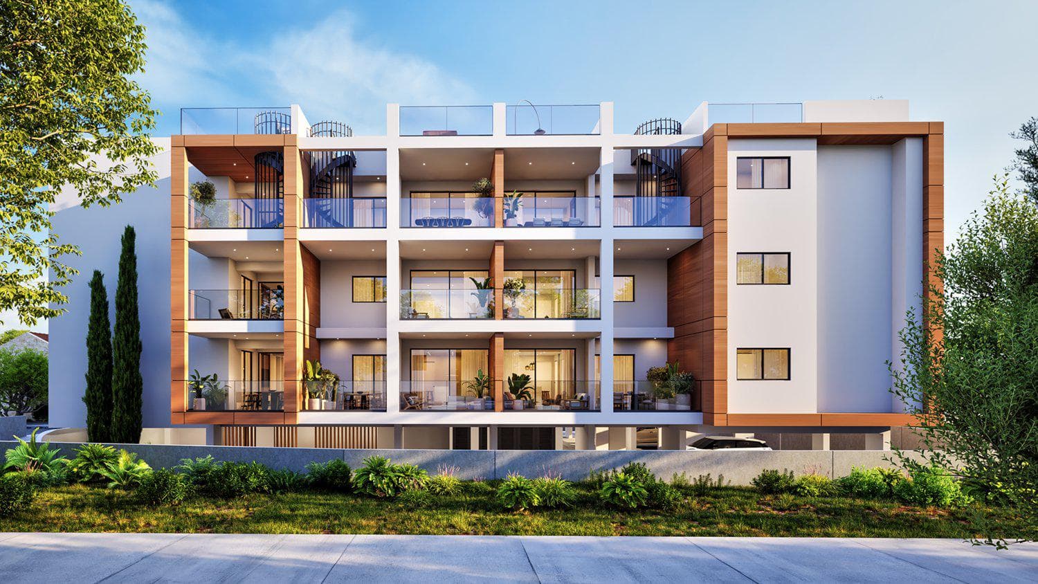 New residence with a covered parking close to the highway and the center of Limassol