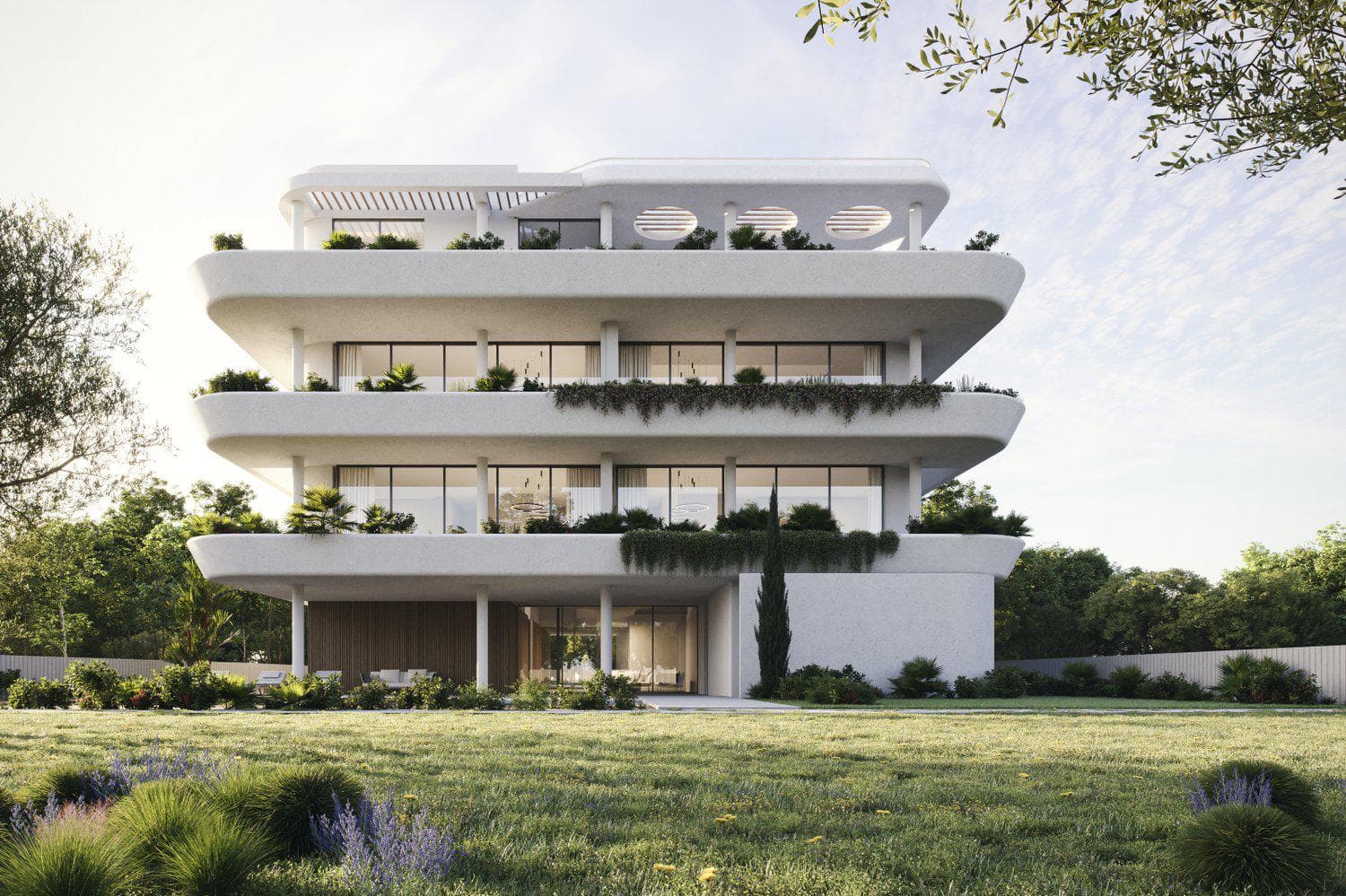 New low-rise residence with a swimming pool at 600 meters from the sea