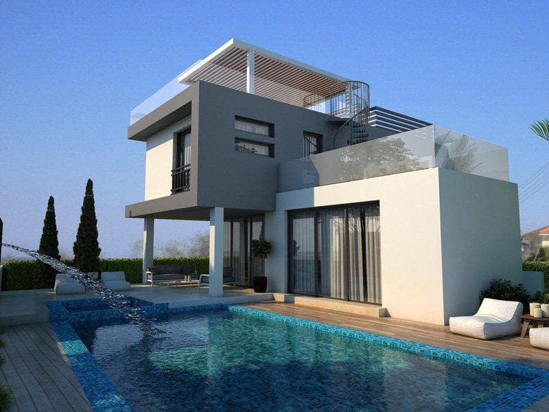 Complex of villas with swimming pools, roof-top terraces and sea views in the prestigious area of Kapparis