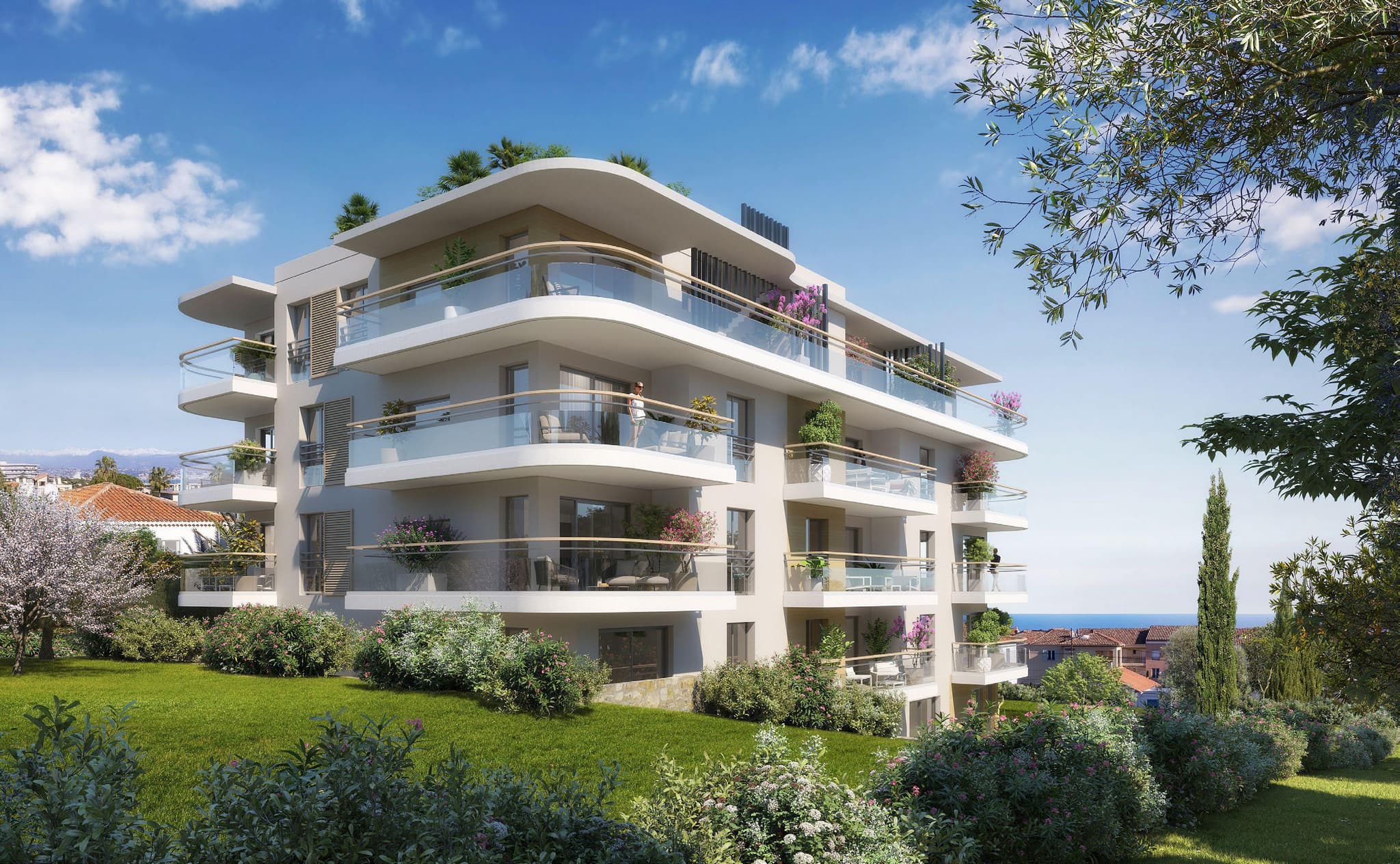 New residential complex with a swimming pool, a lush garden and a parking in Antibes, Cote d'Azur