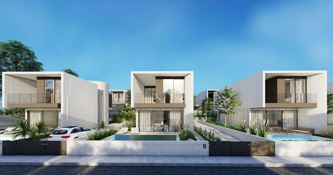 New residential compex with a swimming pool near the sea