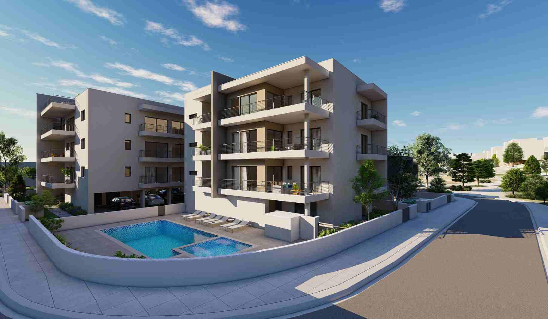 New sea view residence with a swimming pool in the center of Paphos